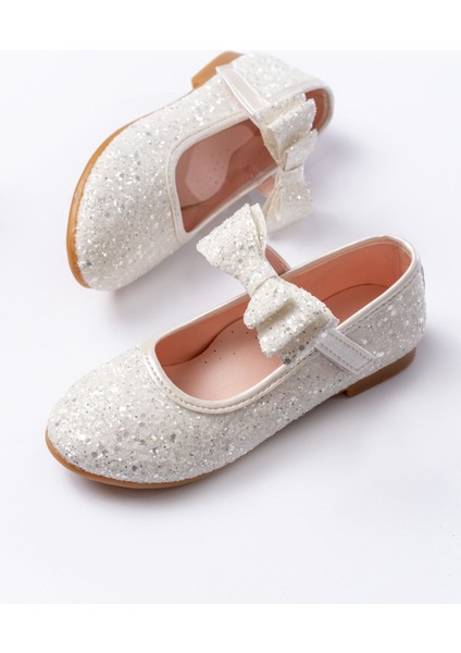 Kız Çocuk Sedef Babet Kaydırmaz Tabanlı Suni Deri Cam Kırık Fiyonk Detaylı fiyatları
