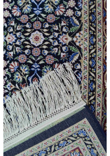 Hereke Yedi Dağın Çiçeği Desenli Siyah ve Bordo Renk Bambu Halı (80 x 125 cm ) modelleri