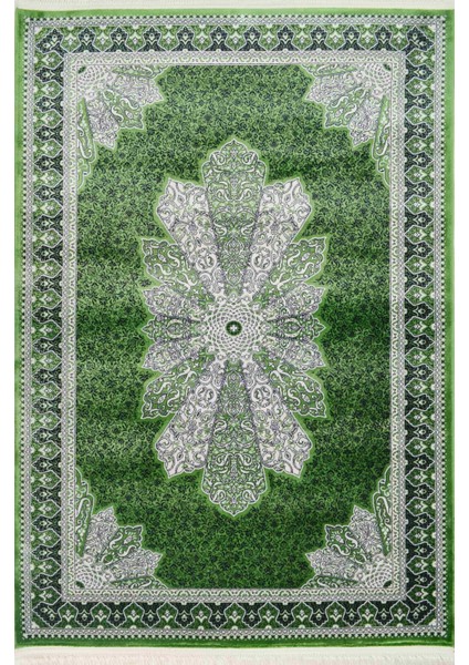 Bambu Iplikten Dokuma Parlak Tuşeli Yeşil Renk Halı (80 x 125 cm )
