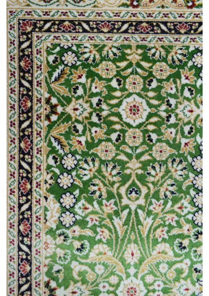 Hereke Yedi Dağın Çiçeği Desenli Yeşil Renk Bambu Halı (80 x 125 cm ) modelleri