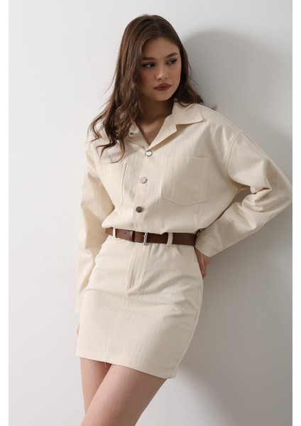 Kemer Detaylı Balıksırtı Gömlek Elbise modelleri