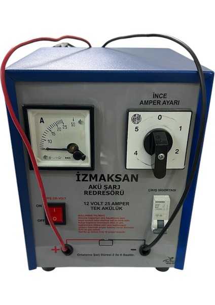 Izmaksan 12 Volt 25 Amper Fan Soğutmalı Akü Şarj Cihazı