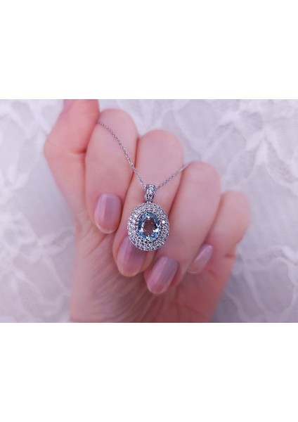 Akuamarin Taşlı Pırlanta Anturaj Kolye 0404P0058 fiyatları