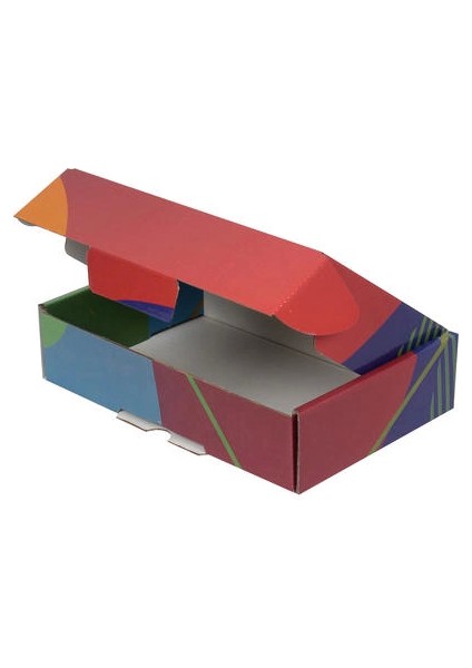 24X16,5X6 cm Renkli Desenli Kutu - Mavi-Yeşil