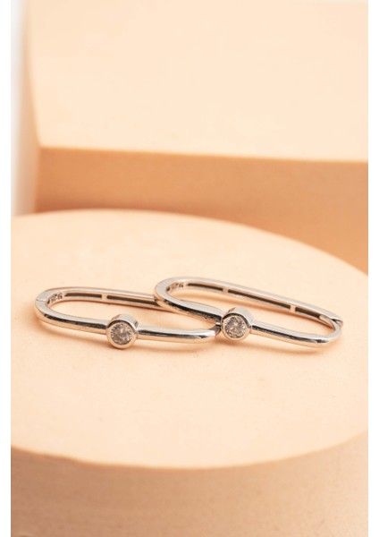 Oval Tektaş Rodyumlu Gümüş Küpe 7249 indirimleri