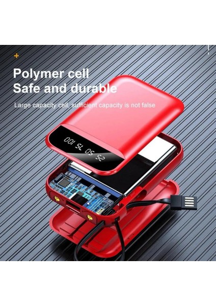 10.000 Mah Dijital Göstergeli Dahili Çoklu Kablolu Powerbank 2.4A Taşınabilir Şarj Cihazı Batarya fiyatları