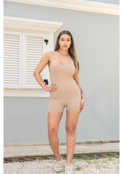 Vücuda Oturan Kadın Spor Şort Tulum / Toparlayıcı Askılı Spor Tulum fiyatları