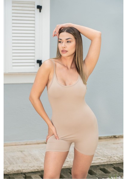 Vücuda Oturan Kadın Spor Şort Tulum / Toparlayıcı Askılı Spor Tulum fırsatları