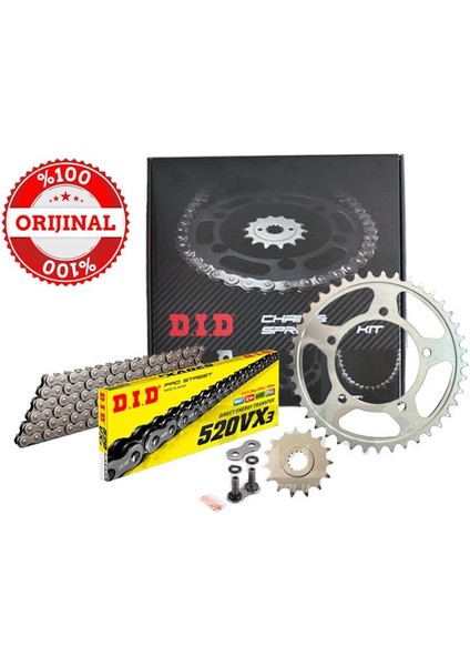 Dıd Kawasaki En 500 Vulcan Zincir Dişli Seti (2000-2009) X-Ringli Zincir (Çelik Renk) fiyatları
