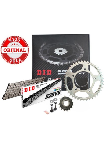 Dıd Kawasaki En 500 Vulcan Zincir Dişli Seti (2000-2009) O-Ringli Zincir (Çelik Renk) fiyatları