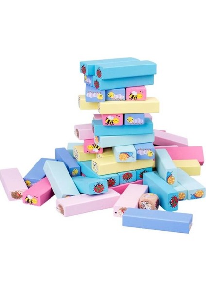 Akıllıelma-Kızılkaya Ahşap Renkli 51 Parça Jenga KZL-2102100