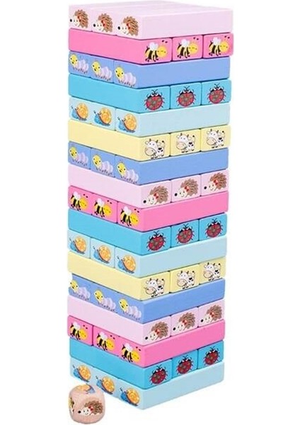 Akıllıelma-Kızılkaya Ahşap Renkli 51 Parça Jenga KZL-2102100 modelleri