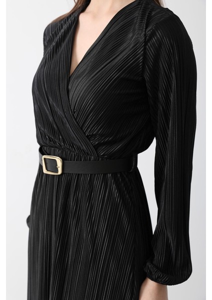 Kemer Detaylı V Yaka Elbise indirimleri