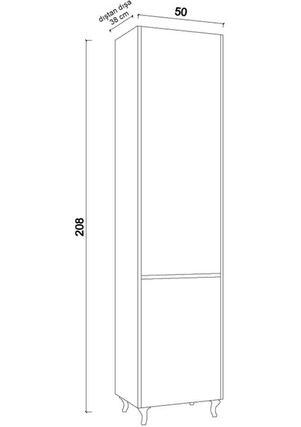 Kombi Dolabı 208 cm Boy Dolabı Kombi