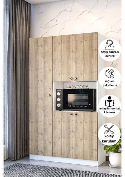 Çok Amaçlı 5 Kapaklı Kiler Dolabı/ Mikrodalga Dolabı/ Mini Fırın Dolabı