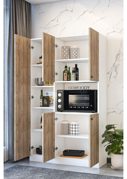 Çok Amaçlı 5 Kapaklı Kiler Dolabı/ Mikrodalga Dolabı/ Mini Fırın Dolabı
