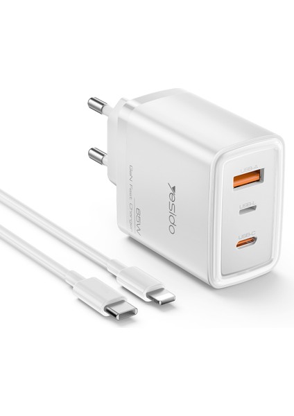 Iphone Samsung Andirod Telefon Tablet Uyumlu Alev Isı Korumalı Şarj Başlığı 1 Adet 65W Type-C / 1 Adet 30W USB ve 1 Adet Lightning Gan Hızlı Şarj Cihazı YC70