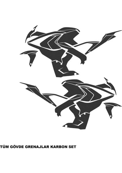 Bajaj RS200 Karbon Stıcker Set Komple Parçalı Kaplama Etiket Modeli