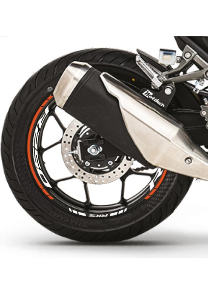 Rks R250 Motosiklet Jant Iç ve Dış Set Sticker Etiket Modeli Turuncu