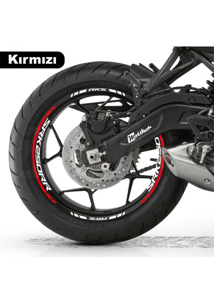 Rks (Qj Motor) Srk 250RR Motosiklet Jant Iç ve Dış Set Sticker Etiket Modeli Kırmızı