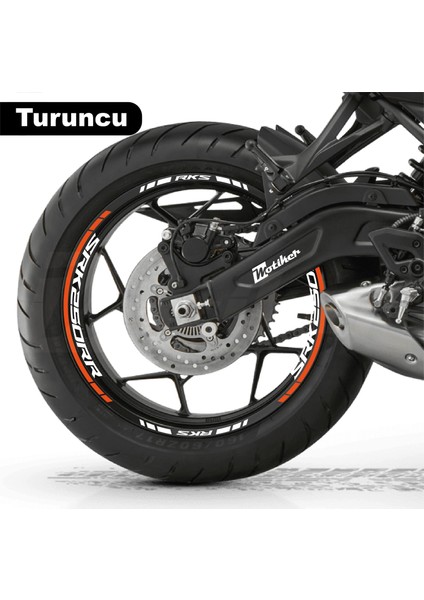 Rks (Qj Motor) Srk 250RR Motosiklet Jant Iç ve Dış Set Sticker Etiket Modeli Turuncu