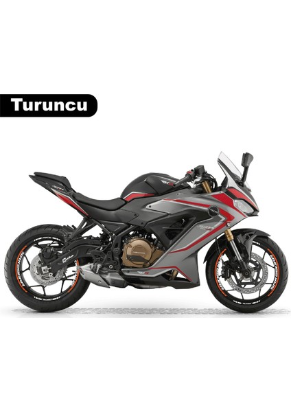 Rks (Qj Motor) Srk 250RR Motosiklet Jant Iç ve Dış Set Sticker Etiket Modeli Turuncu