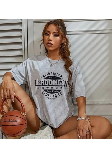 Kadın / Kız Baskılı Gri Tshirt