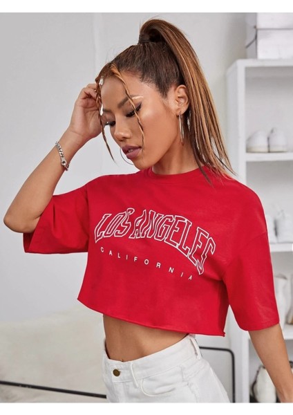 Kadın / Kız Crop Los Angeles Baskılı