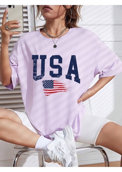 Kadın / Kız Baskılı Oversize T-Shirt Salaş