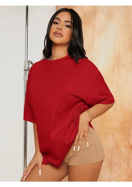 Kadın / Kız Düz Basic Unisex Oversize Salas T-Shirt Boyfriend