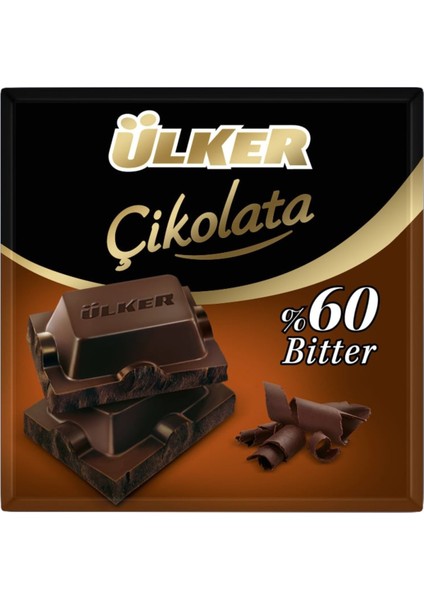 Çikolatalı Bitter %60 Kare 60 gr x6 Paket
