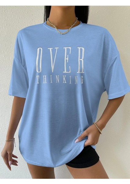 Over Thınkıng Baskılı Kadın / Kız Salas Oversize Salas T-Shirt Boyfriend fiyatları