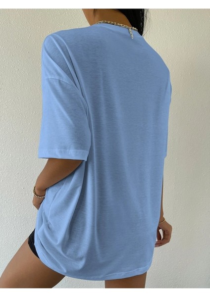 Over Thınkıng Baskılı Kadın / Kız Salas Oversize Salas T-Shirt Boyfriend modelleri