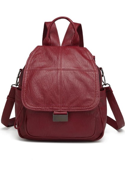 Yıkama Deri Sırt Askılı Kadın Çantası 21-K Barcelona 1908