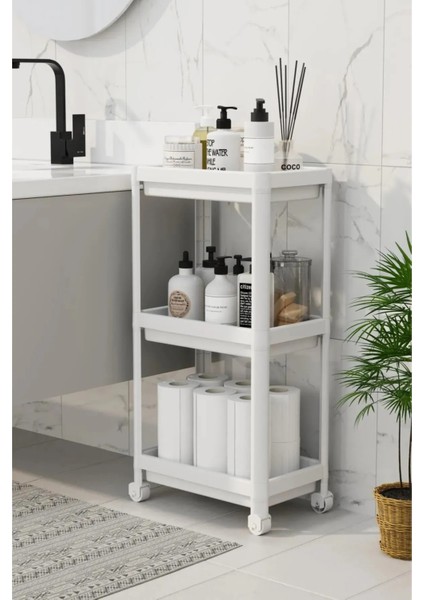 3 Katlı Banyo Raf Ünitesi, Banyo Düzenleyici, Şampuanlık, Havluluk, Dolap, Mutfak Rafı, Deterjanlık