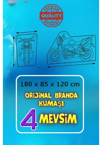 Premium Segment Gri Motosiklet Brandası 4 Mevsim Kuş Gözlü Reflektörlü 180X85X120CM fiyatları
