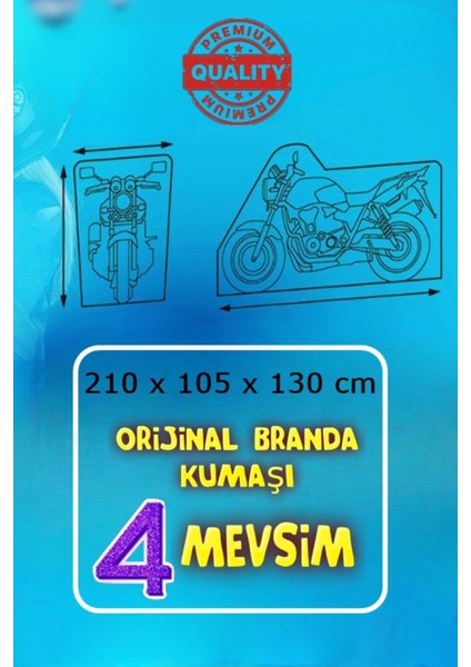 Premium Segment Gri Motosiklet Brandası 4 Mevsim Kuş Gözlü Reflektörlü 210X105X130CM fiyatları