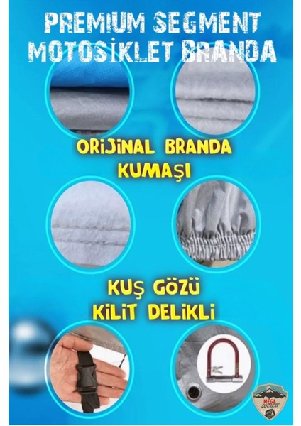 Premium Segment Gri Motosiklet Brandası 4 Mevsim Kuş Gözlü Reflektörlü 210X105X130CM fırsatları