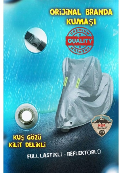 Premium Segment Gri Motosiklet Brandası 4 Mevsim Kuş Gözlü Reflektörlü 155X85X120CM fırsatları