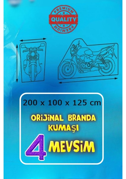 Premium Segment Gri Motosiklet Brandası 4 Mevsim Kuş Gözlü Reflektörlü 200X100X125CM fiyatları