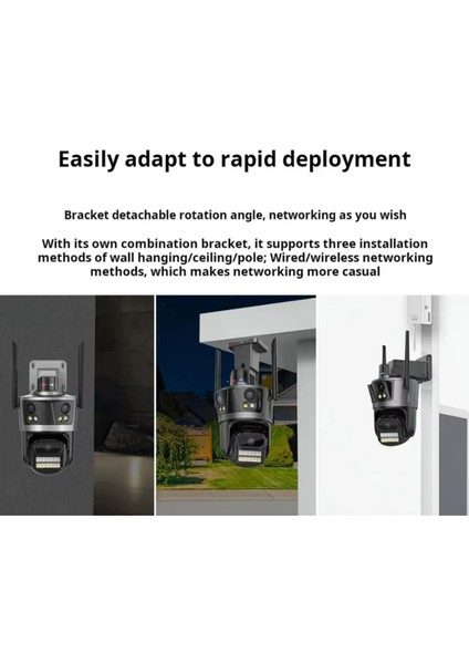 CMR57 Cctv Wifi Ip Dış Mekan Çift Lens Hd 4mp Ptz Rotasyon Güvenlik Su Geçirmez indirimleri
