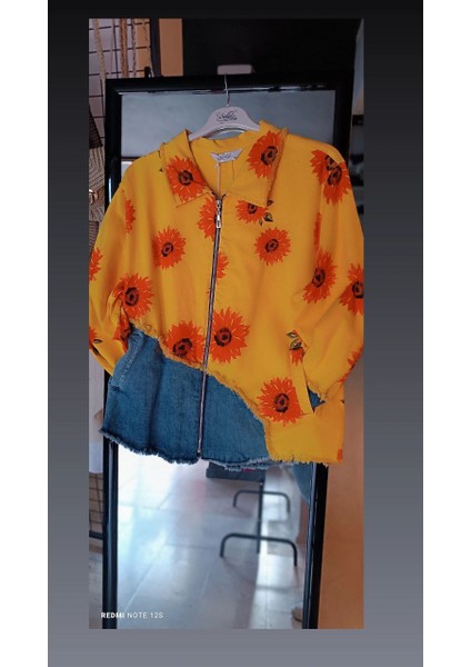 Bonjour Atalay's Butik Büyük Beden Kot Garnili Kadın Ceket