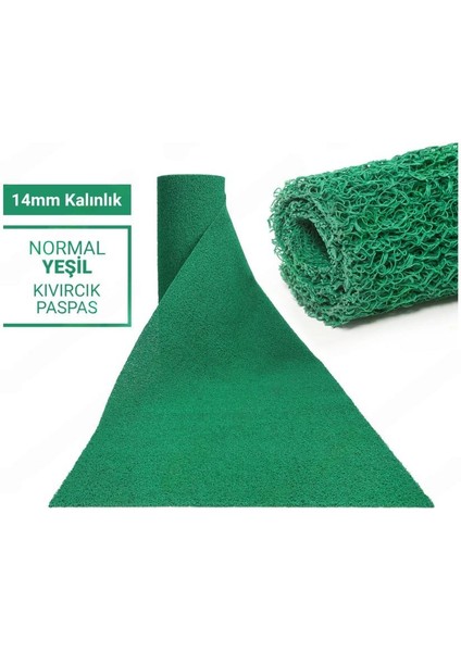 100 x 550 cm Yeşil Kıvırcık Paspas-Halı Kaymaz Yolluk Lidya 14MM