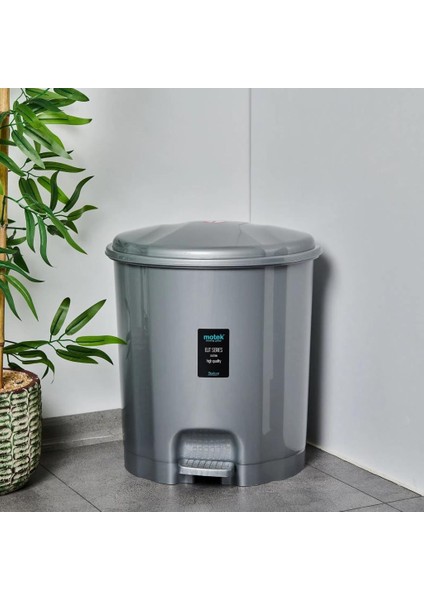 Motek Elit Pedallı Plastik Çöp Kovası Iç Kovalı 22 Lt Gümüş Gri