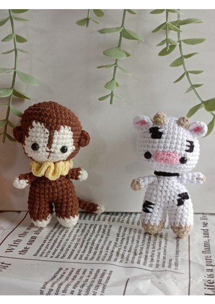 Amigurumi Organik Örgü Hayvan Oyuncak Uyku Arkadaşı ( Maymun, Inek) fiyatları