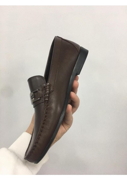 Kahve Hakiki Deri Erkek Loafer Ayakkabı 25109
