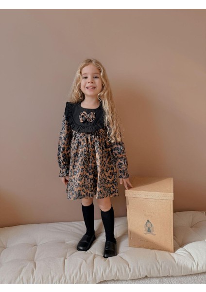 Leopar Fiyonk Elbise