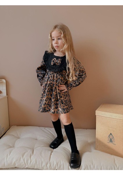 Leopar Fiyonk Elbise