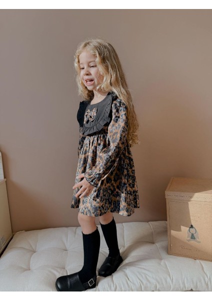 Leopar Fiyonk Elbise