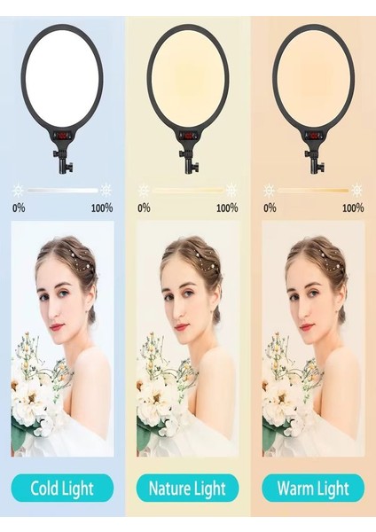 360° Dönen 36CM LCD Göstergeli Yayın Fotoğraf Video Için Filtreli Göz Korumalı Stüdyo LED Işığı fiyatları